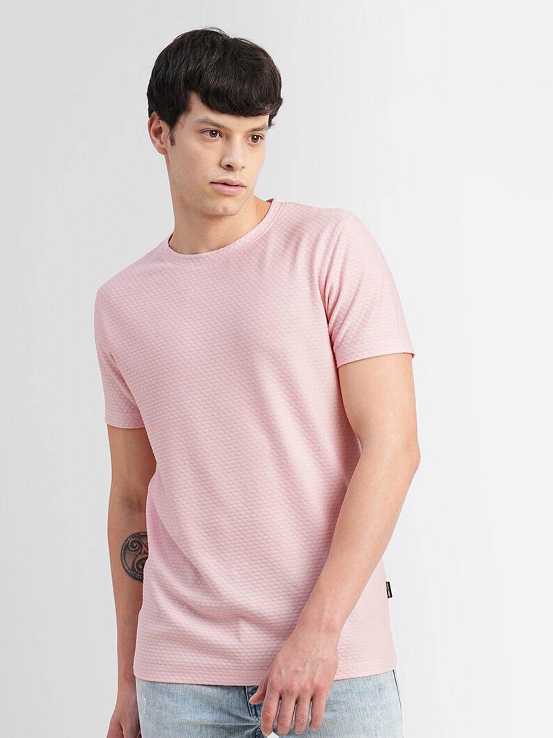 jack & jones men pink v-neck slim fit t-shirt