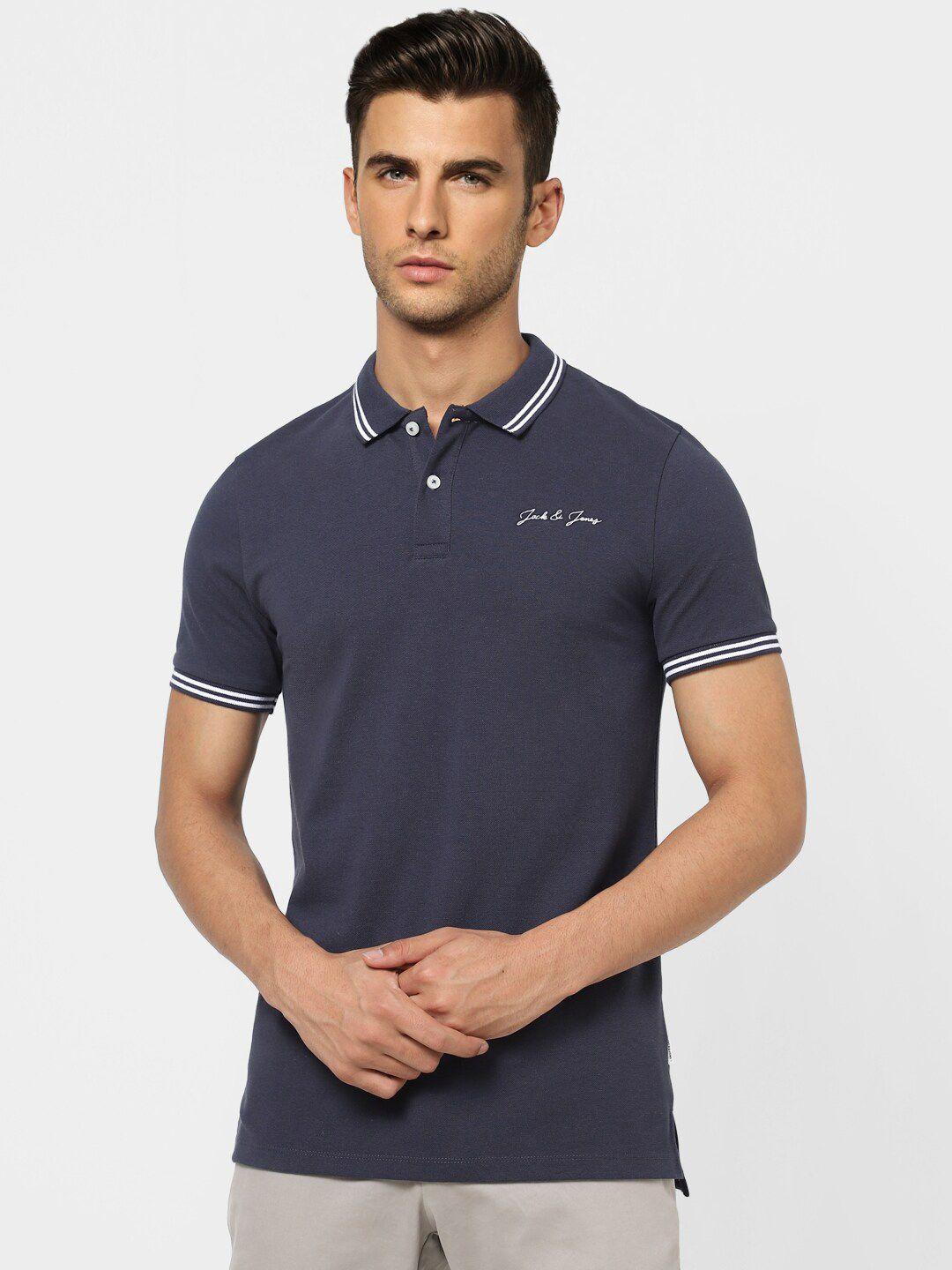 jack & jones men polo collar cotton t-shirt