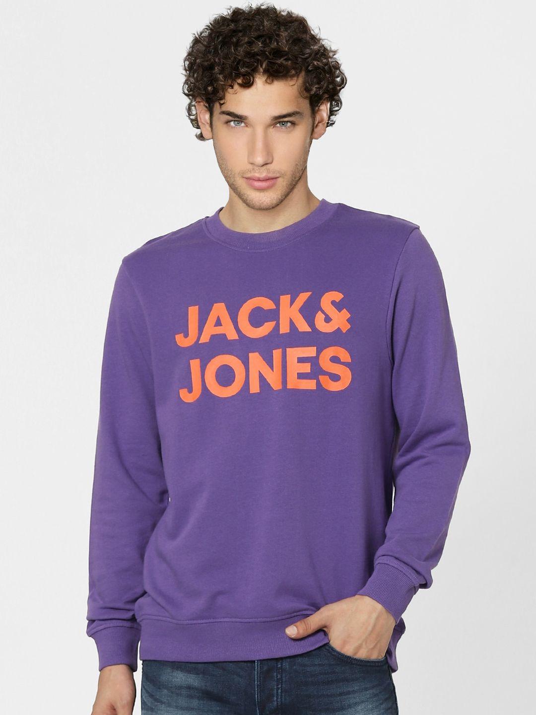 jack & jones men purple printed sweatshirt