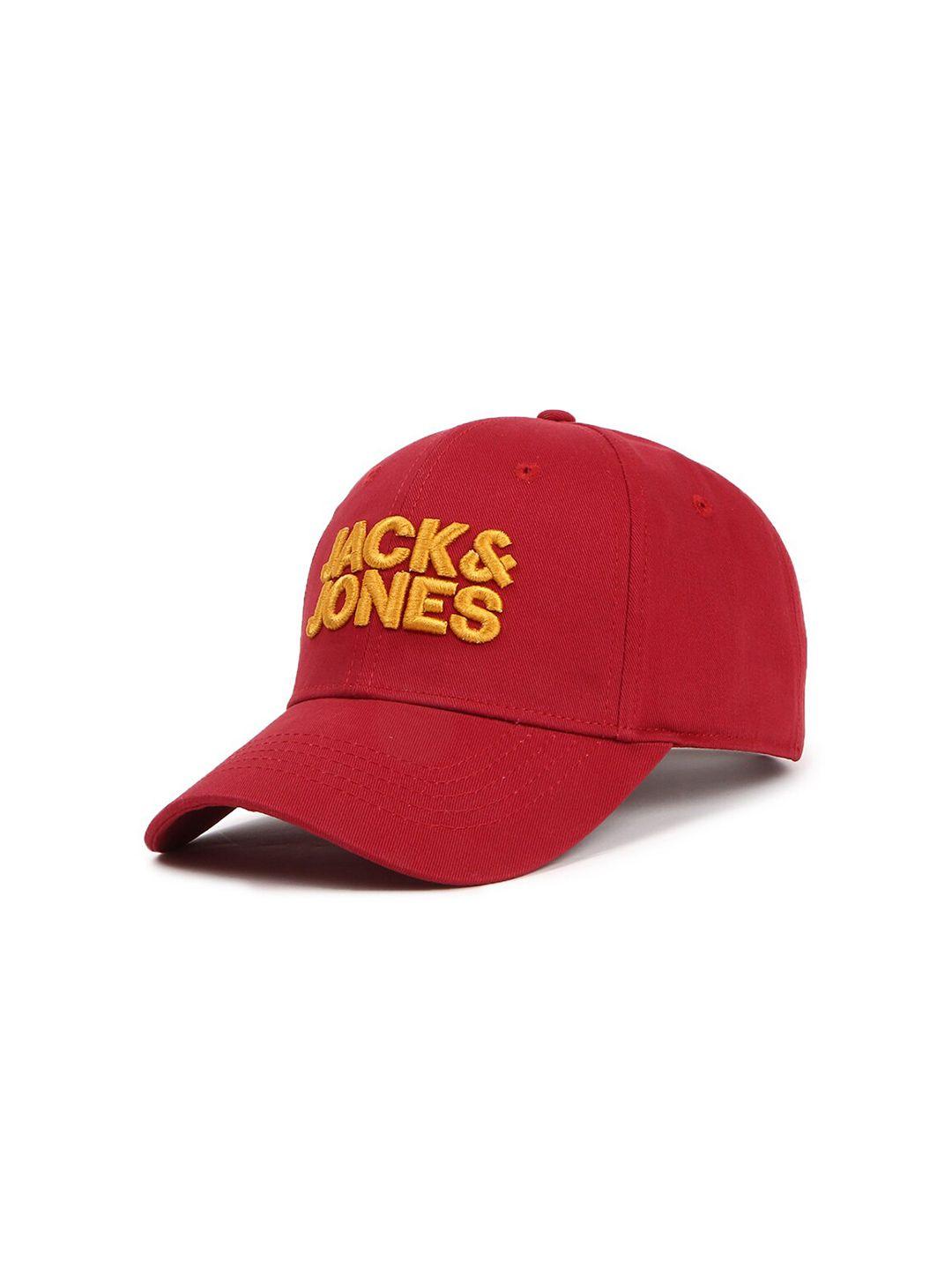 jack & jones men red & yellow baseball cap