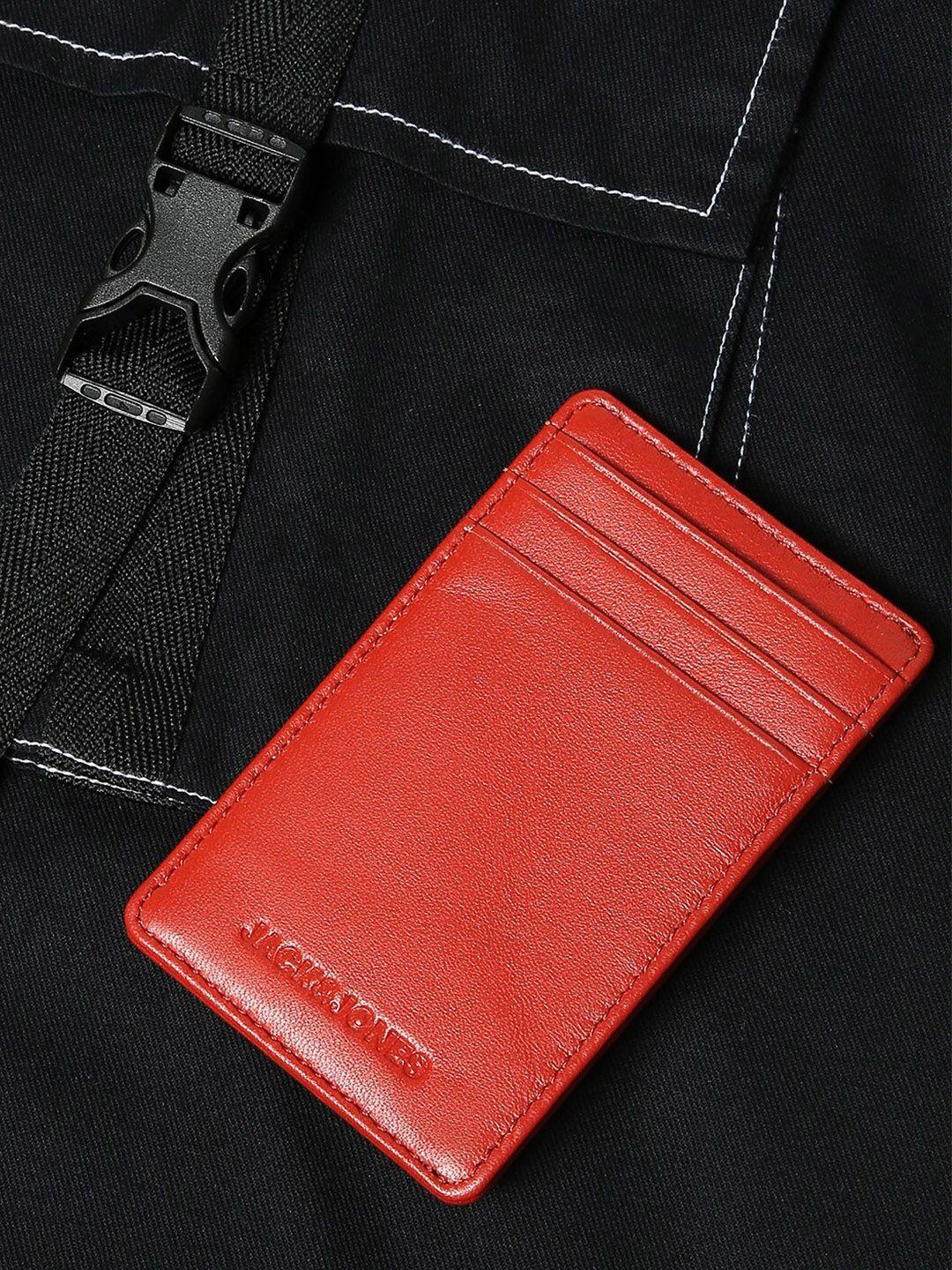 jack & jones men red leather card holder