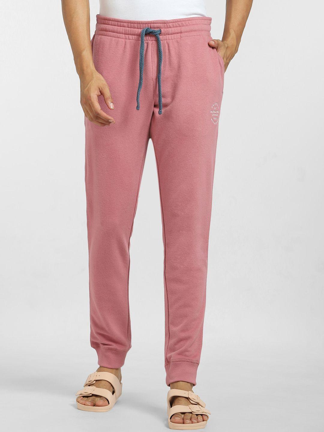 jack & jones men rose pink solid joggers