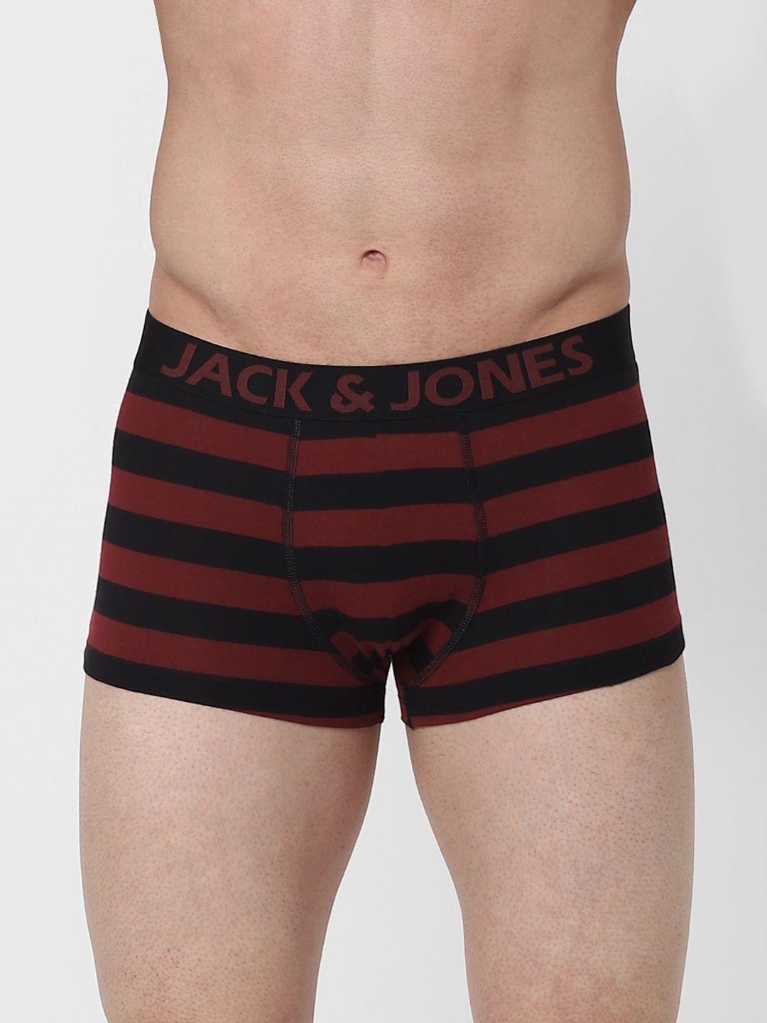 jack & jones men rust brown & black striped trunks 2288204001