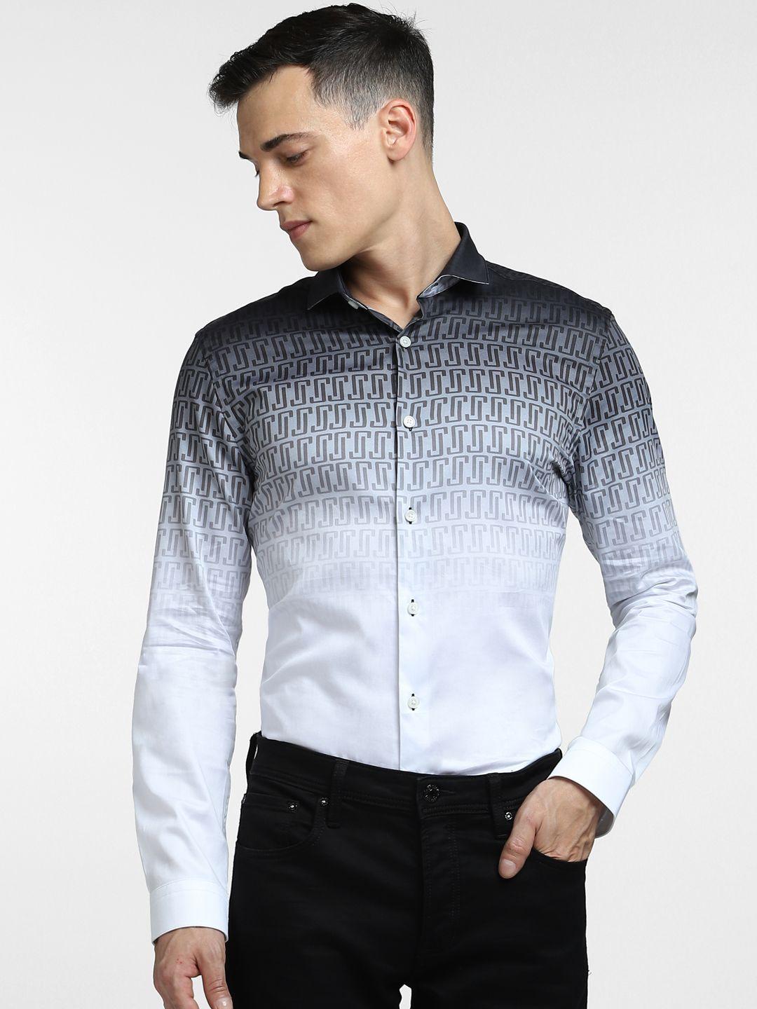 jack & jones men slim fit cotton printed casual shirt