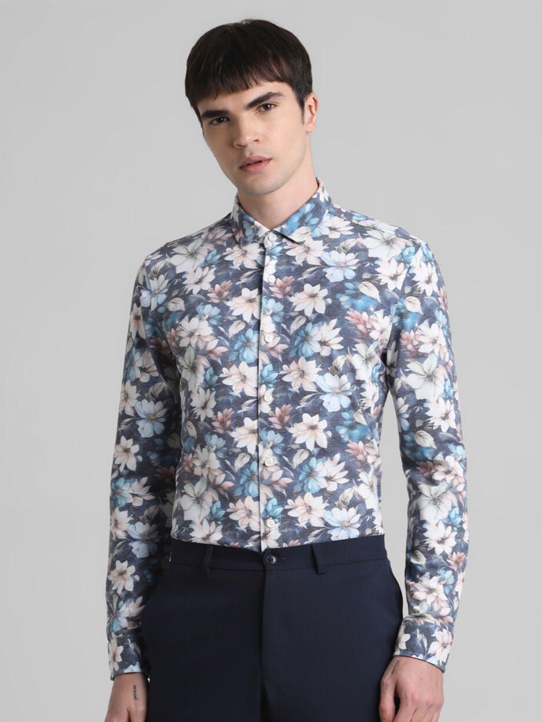 jack & jones men slim fit floral opaque printed casual shirt