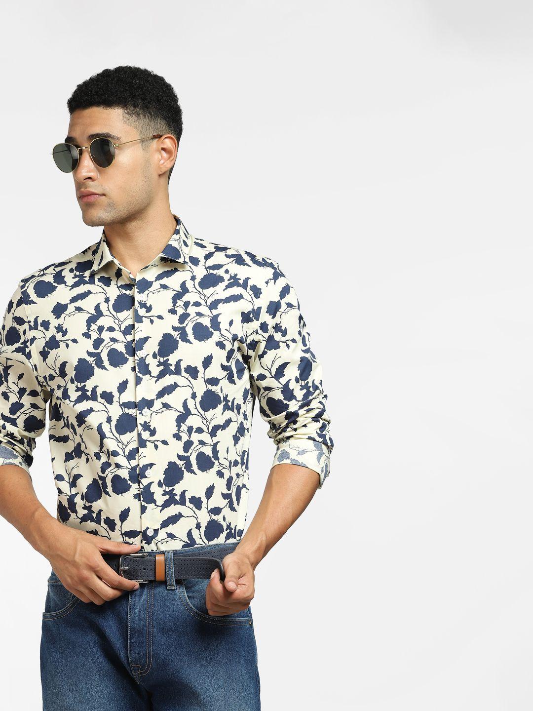 jack & jones men slim fit floral printed casual shirt