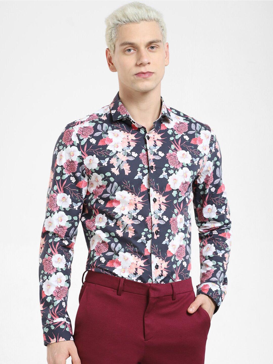 jack & jones men slim fit floral printed casual shirt