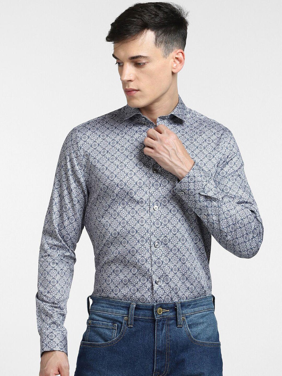 jack & jones men slim fit printed casual shirt