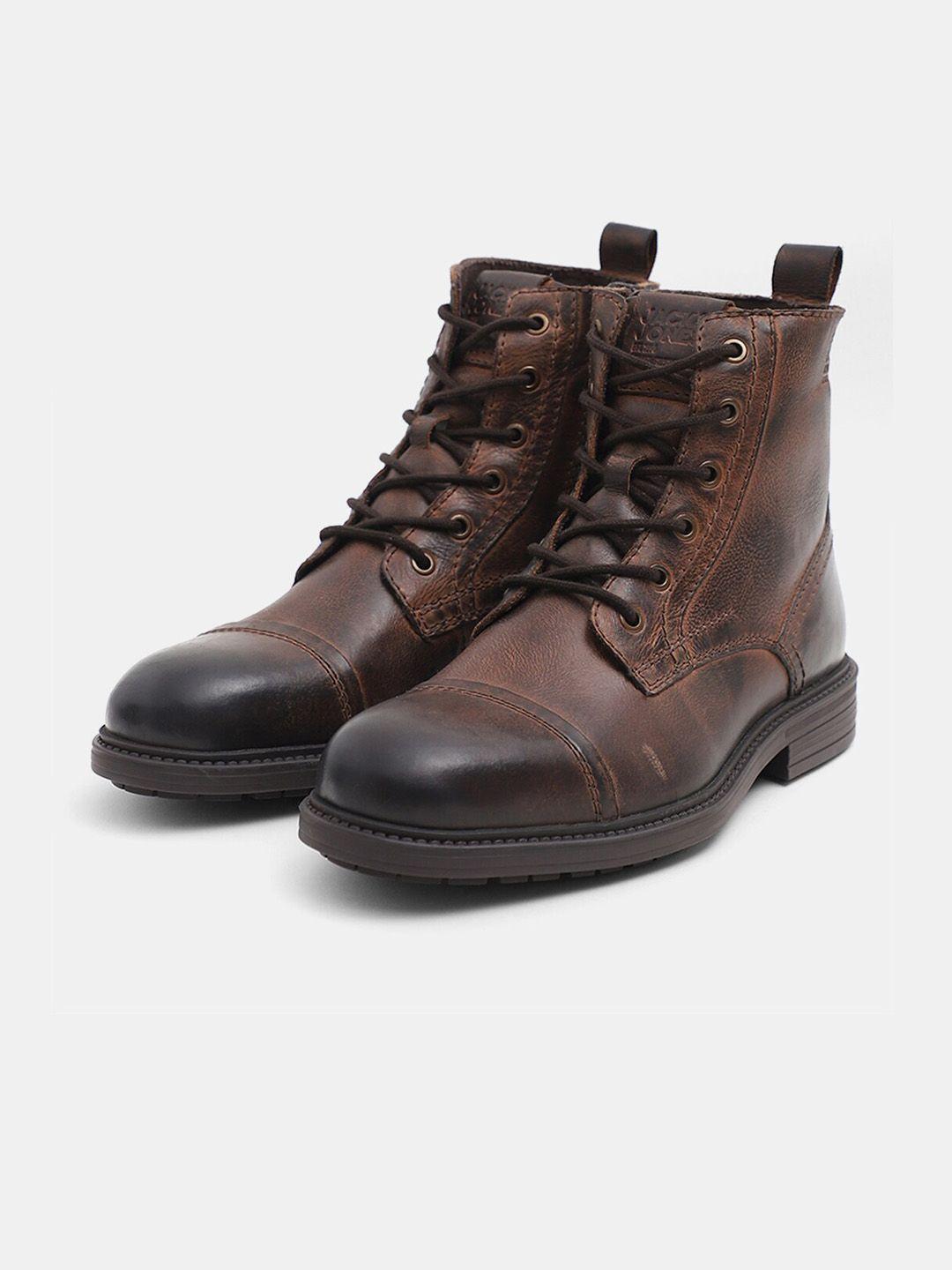 jack & jones men textured leather regular boots