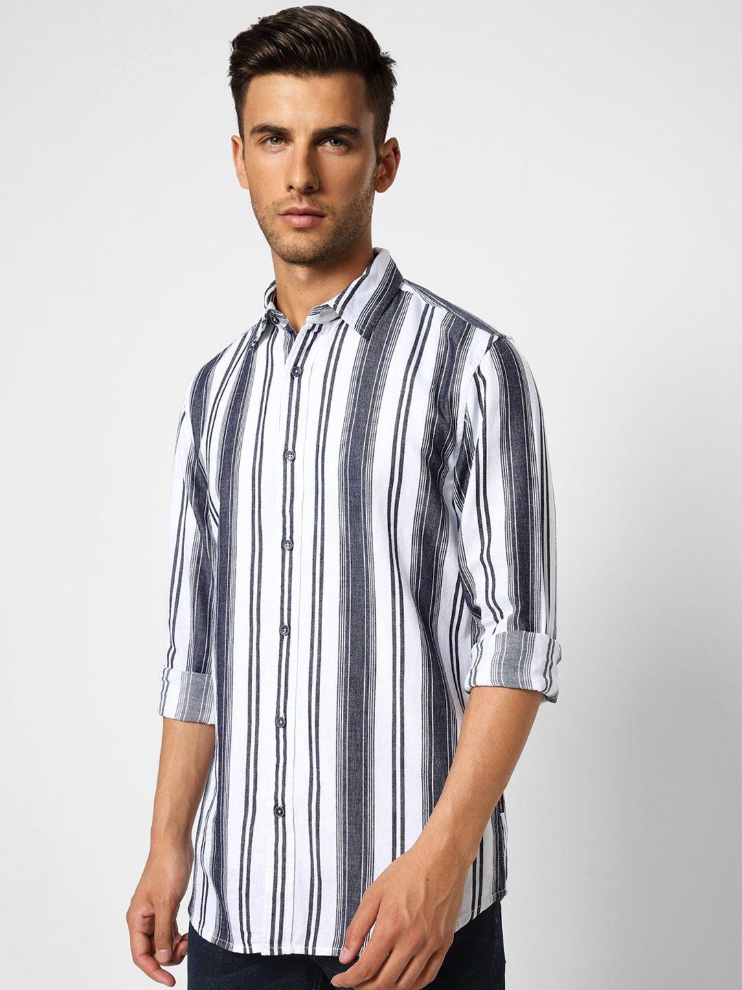 jack & jones men vertical striped casual cotton shirt
