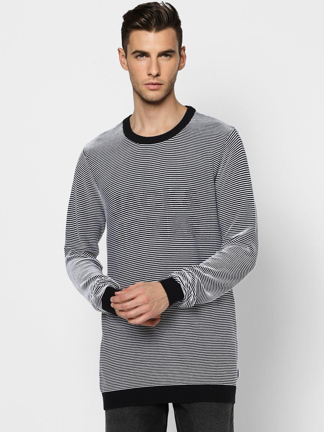 jack & jones men white & black striped pullover