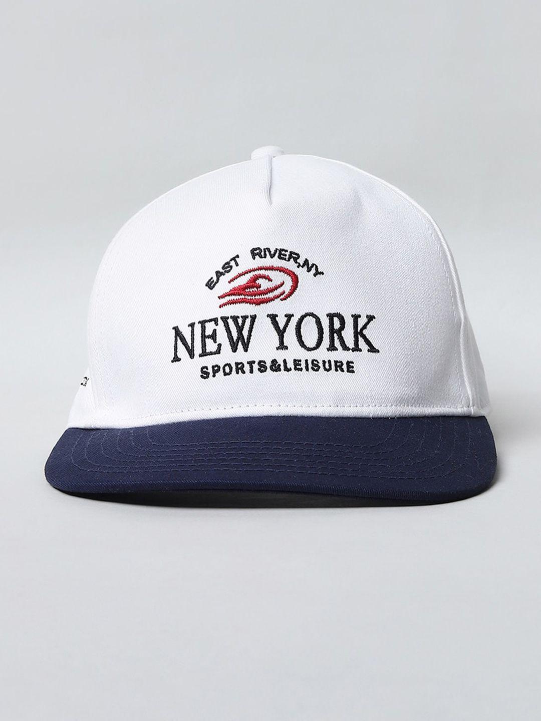 jack & jones men white & blue embroidered baseball cap