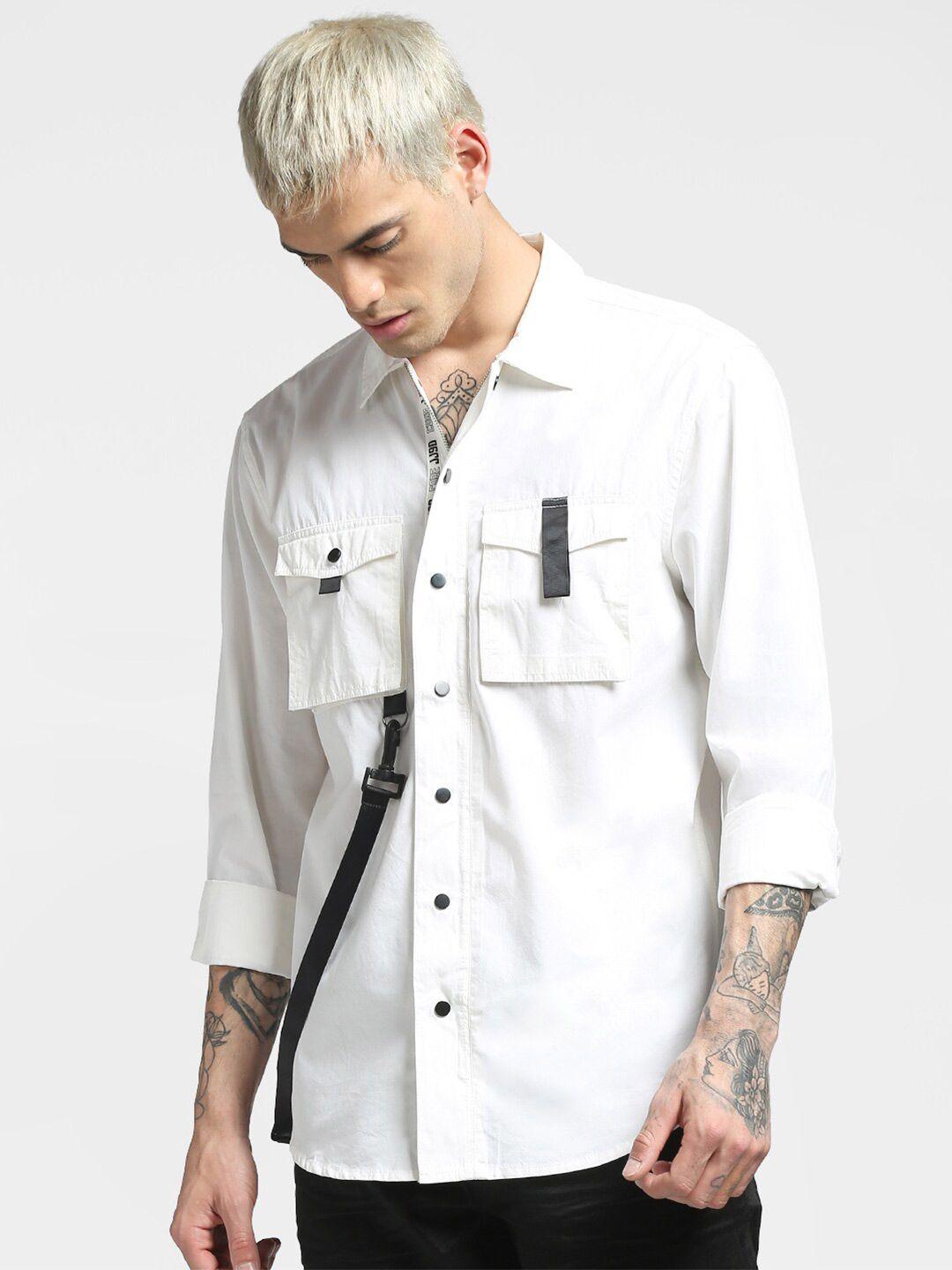 jack & jones men white casual cotton shirt