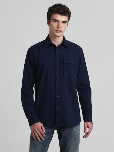 jack & jones mood indigo cotton regular fit texture shirt