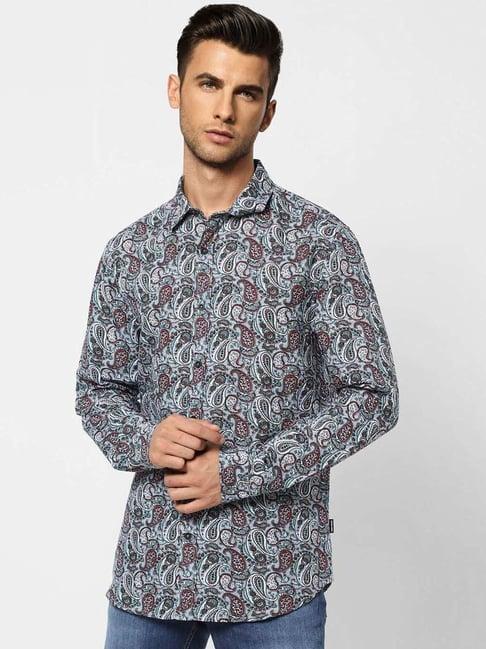 jack & jones multi cotton regular fit printed shirt