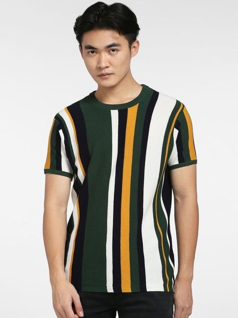 jack & jones multi cotton regular fit striped t-shirt