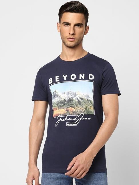 jack & jones navy cotton crew t-shirt