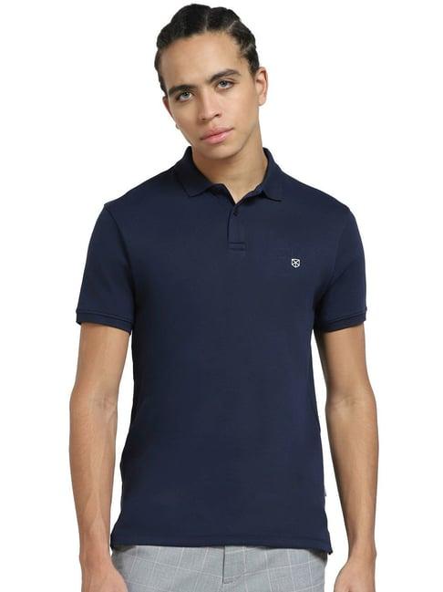 jack & jones navy cotton regular fit polo t-shirt