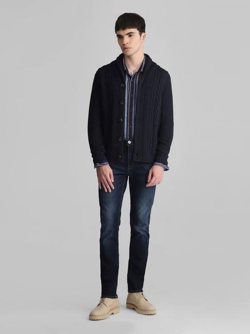 jack & jones navy slim fit shawl collar cardigan