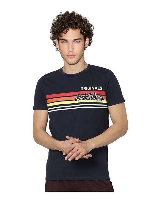 jack & jones navy striped t-shirt