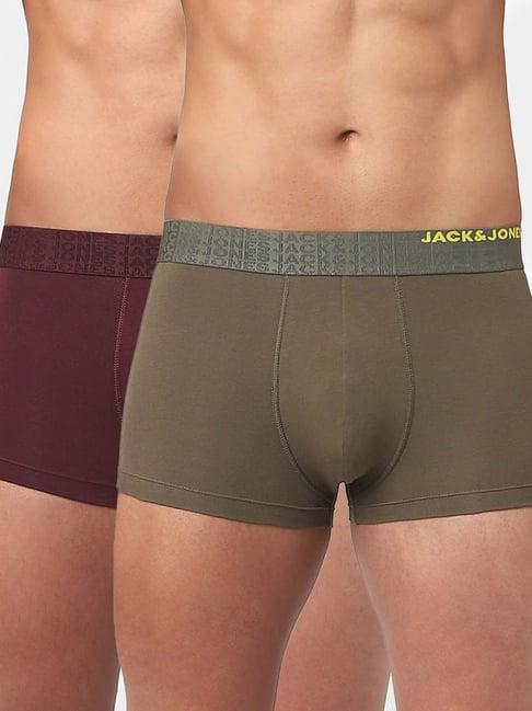 jack & jones olive night & wine regular fit trunks-pack of two