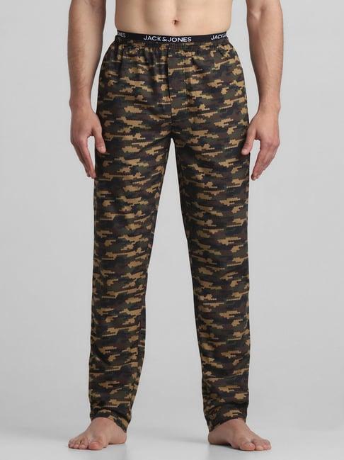 jack & jones olive night cotton regular fit camouflage lounge pants