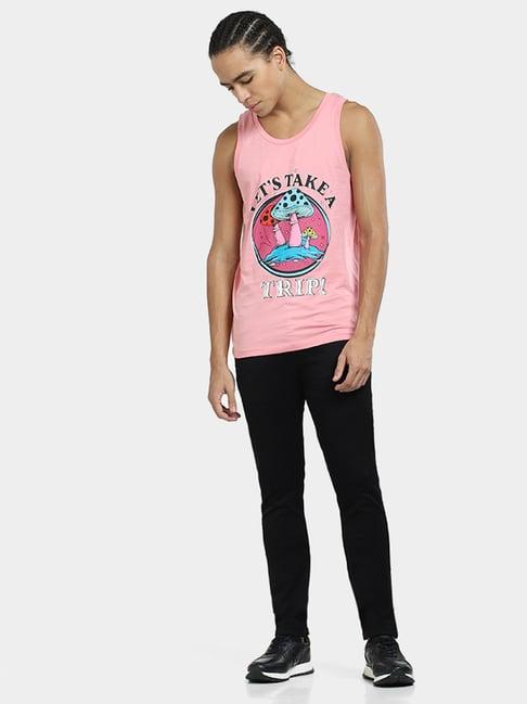 jack & jones pink printed cotton vest