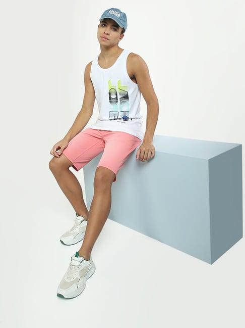 jack & jones pink regular fit denim shorts