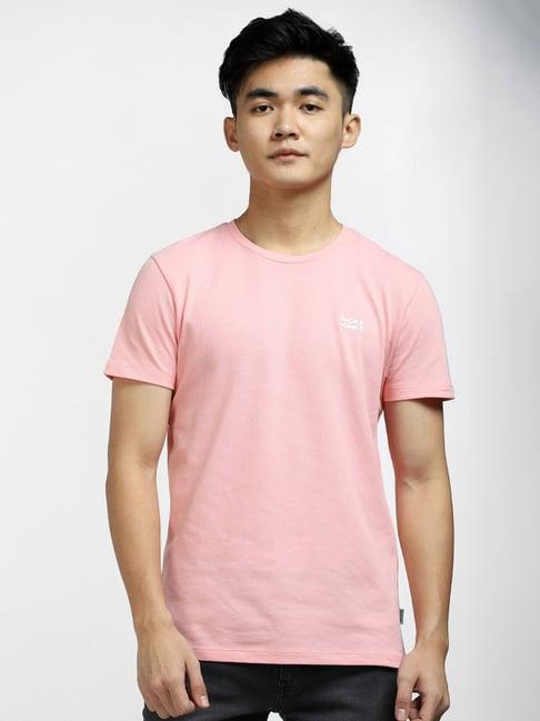 jack & jones pink slim fit cotton crew t-shirt