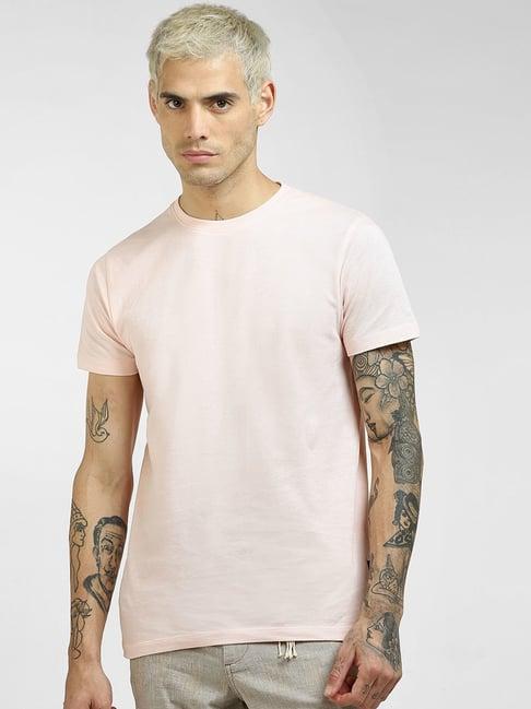 jack & jones pink slim fit t-shirt