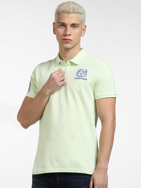 jack & jones pista green regular fit cotton polo t-shirt