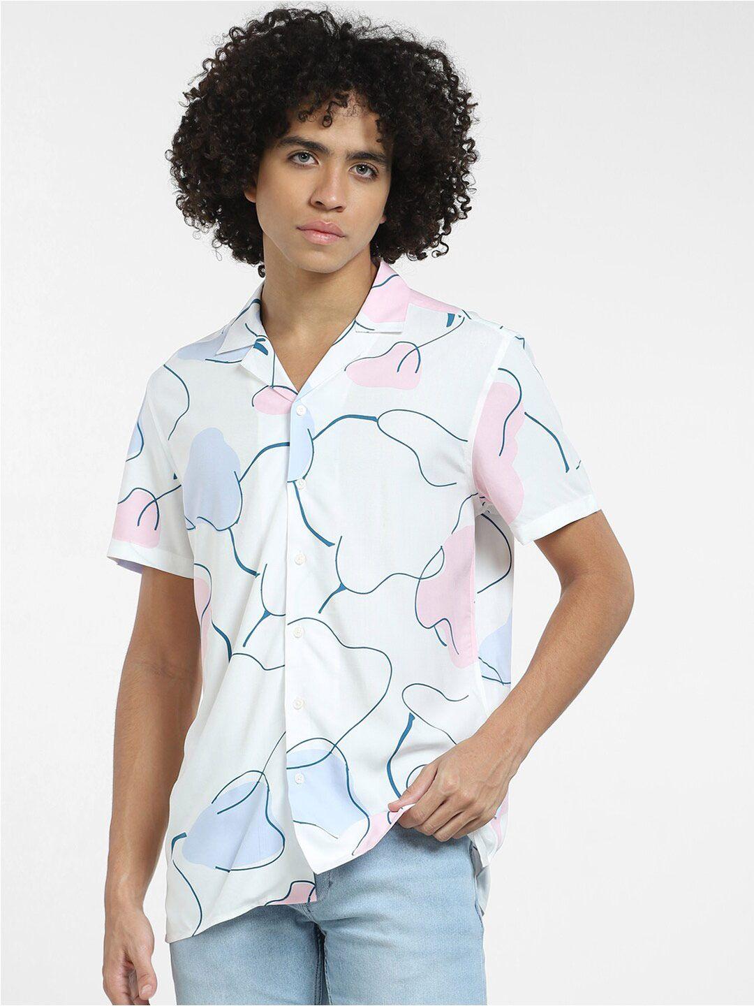 jack & jones printed cuban collar casual shirt