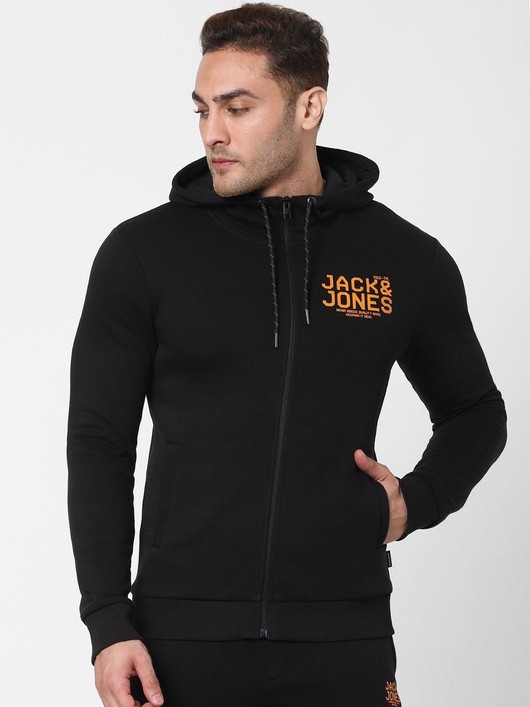 jack & jones printed detail hooded sweatshirt