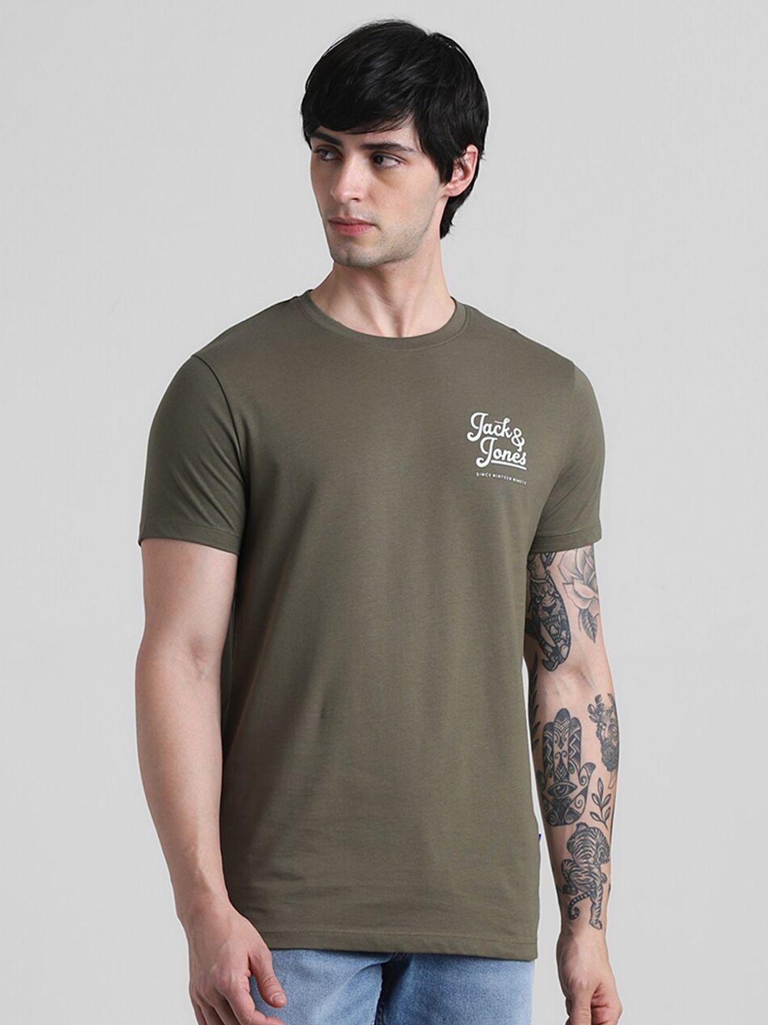 jack & jones printed slim fit round neck cotton t-shirt
