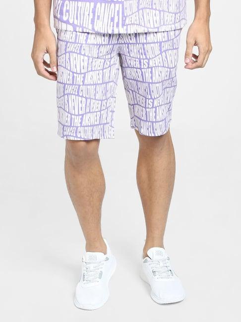 jack & jones purple cotton regular fit printed shorts