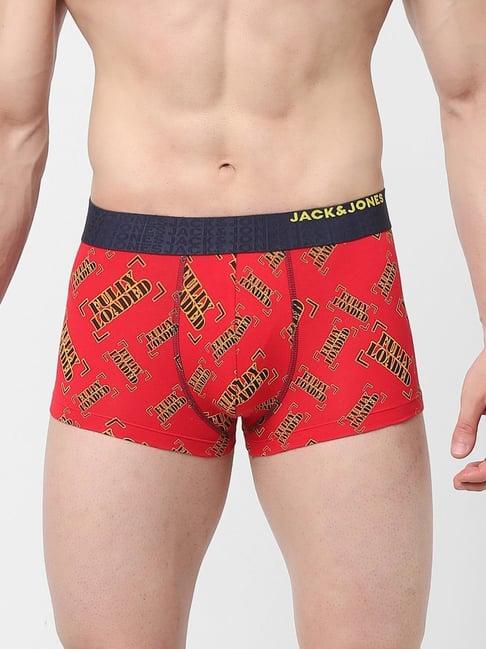 jack & jones red regular fit printed trunks