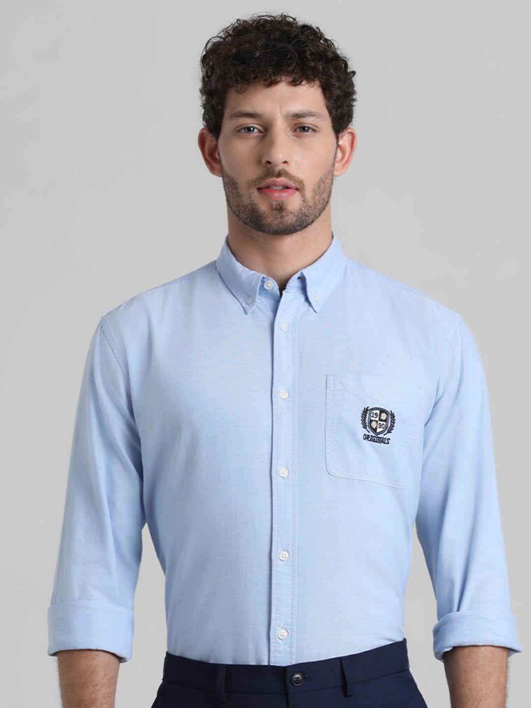 jack & jones regular fit button-down collar pure cotton casual shirt