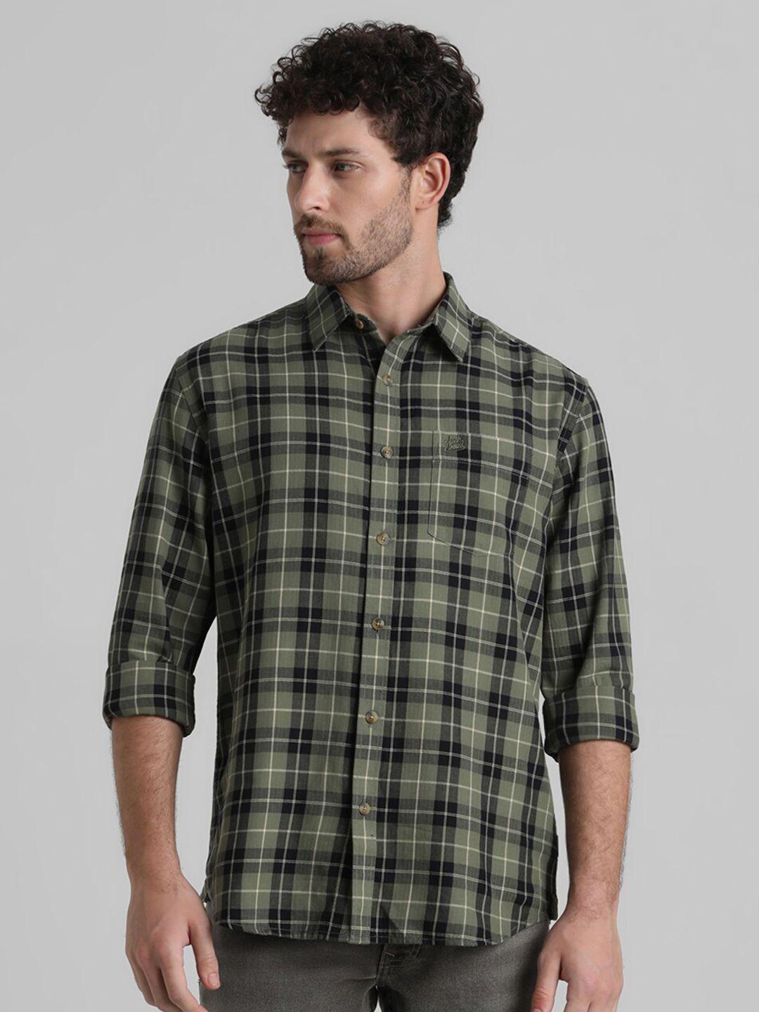 jack & jones regular fit tartan checked pure cotton casual shirt