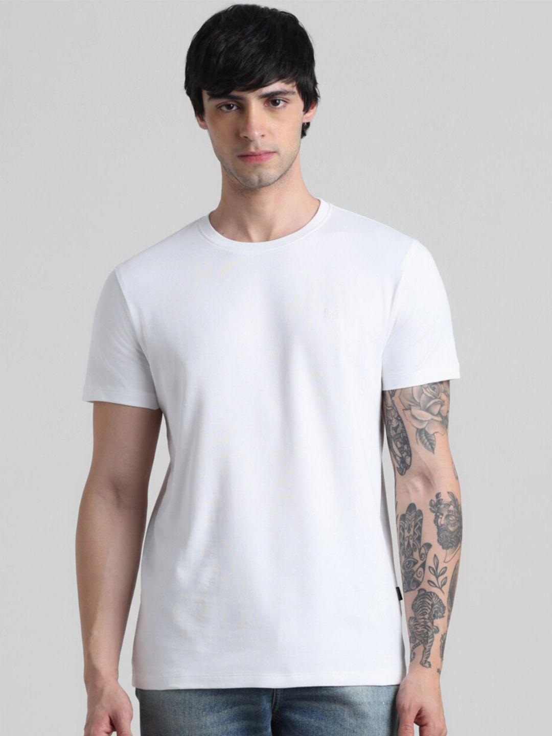 jack & jones round neck pure cotton slim fit t-shirt