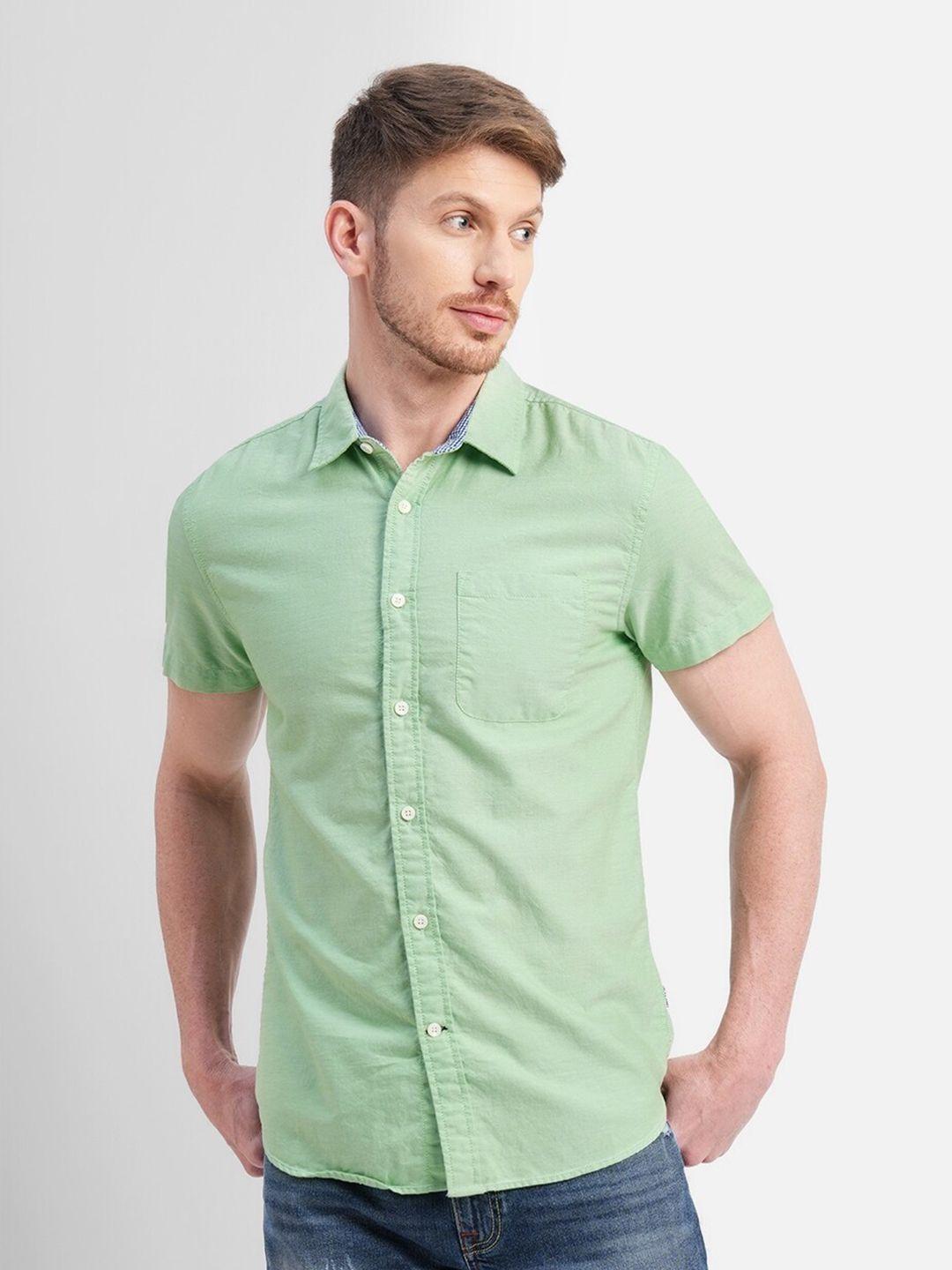 jack & jones short sleeves patch pocket slim fit casual cotton shirt