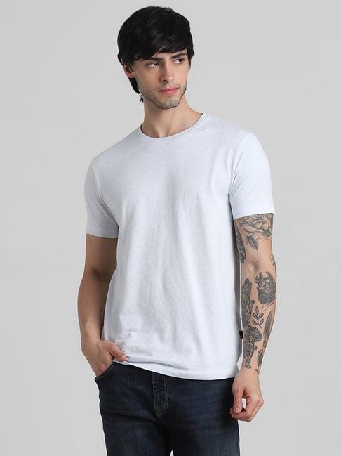 jack & jones sky blue cotton regular fit t-shirt