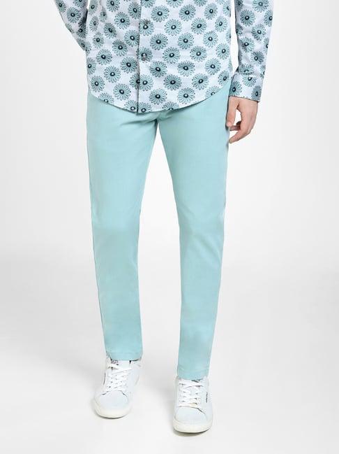 jack & jones sky blue regular fit flat front trousers