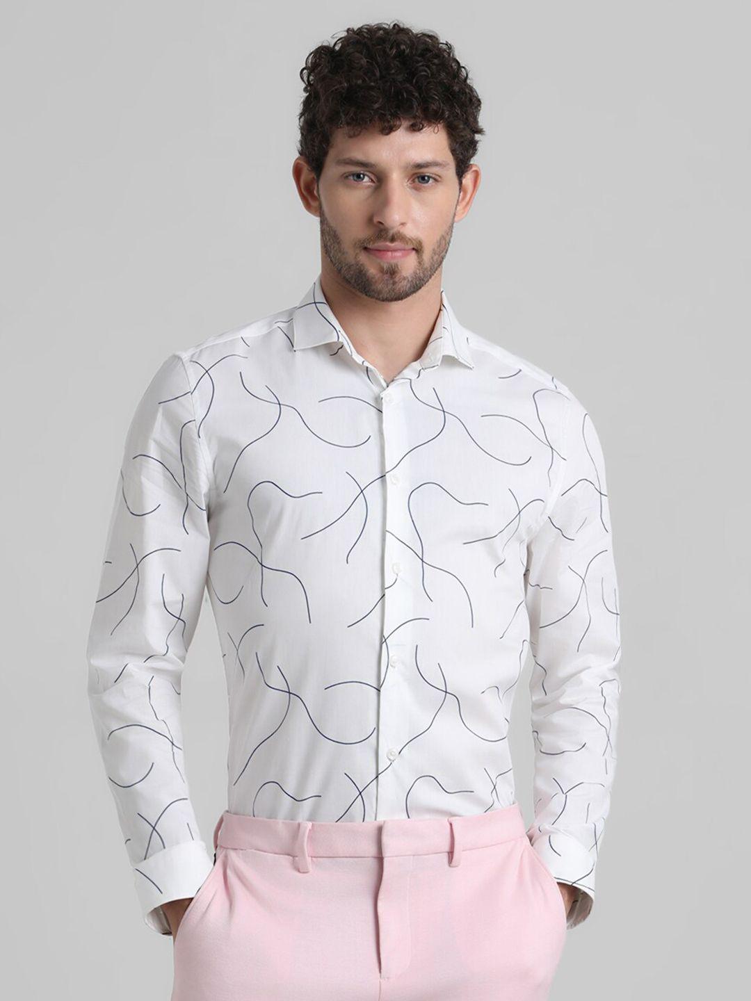 jack & jones slim fit abstract printed spread collar casual shirt