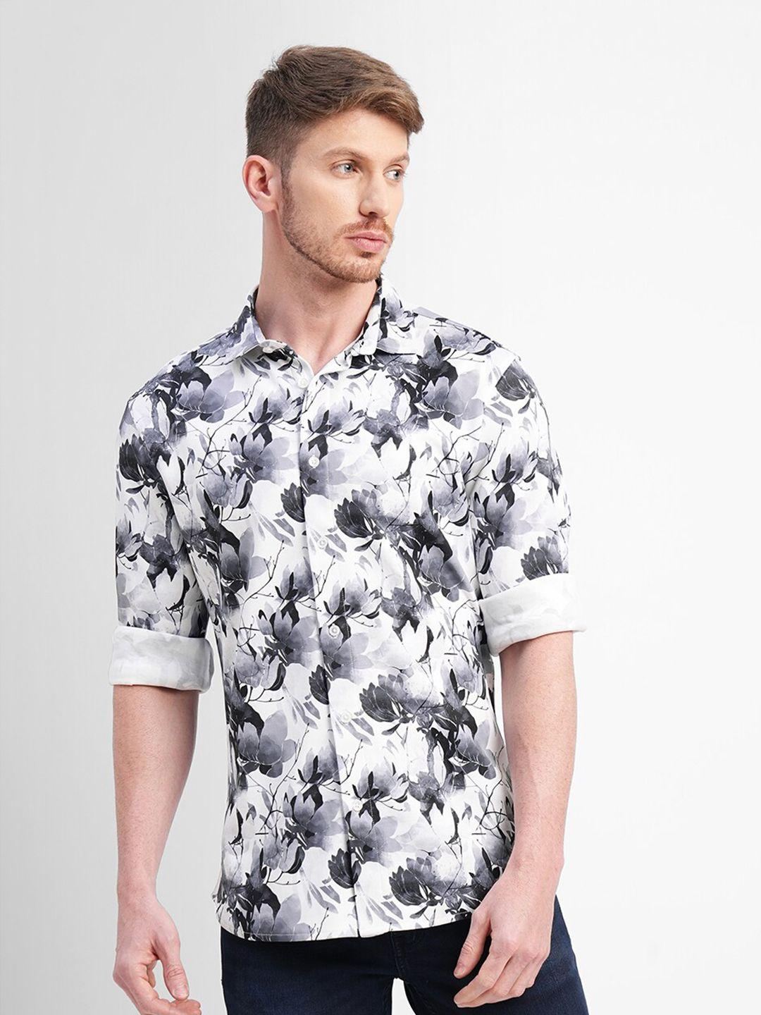 jack & jones slim fit floral printed cotton casual shirt