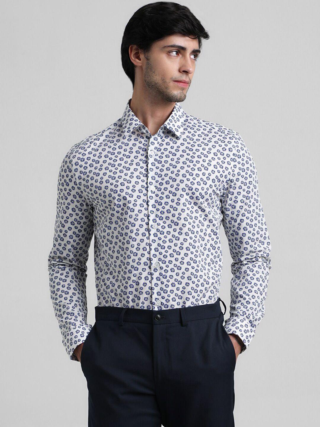 jack & jones slim fit floral printed cotton casual shirt