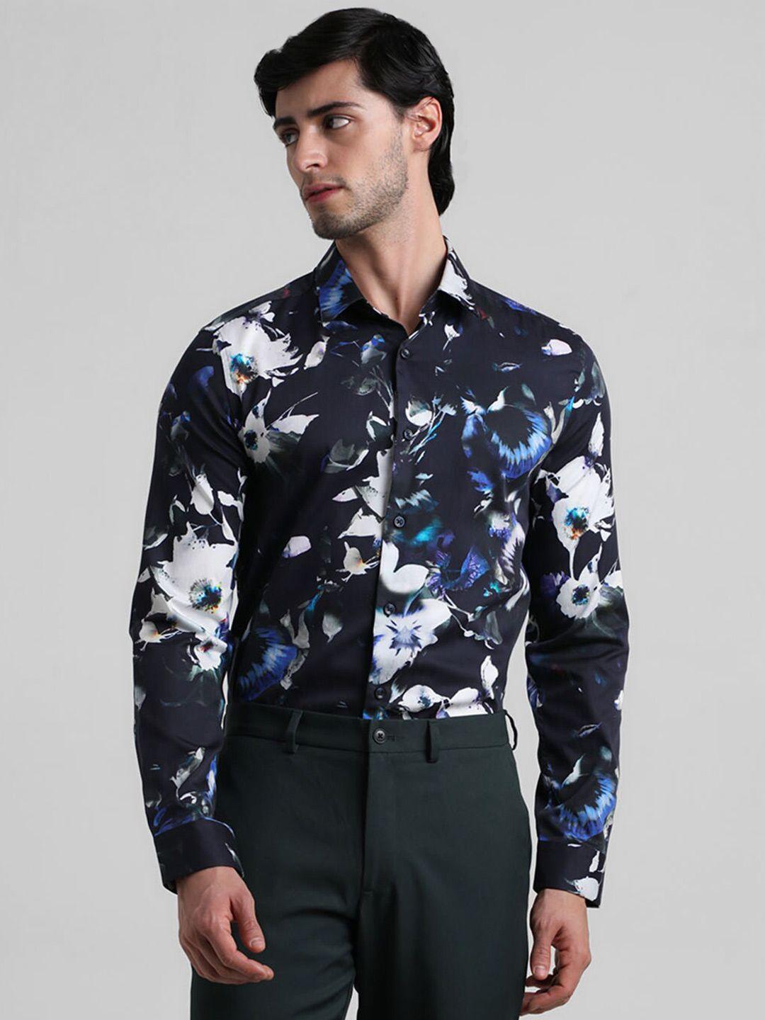 jack & jones slim fit floral printed cotton formal shirt