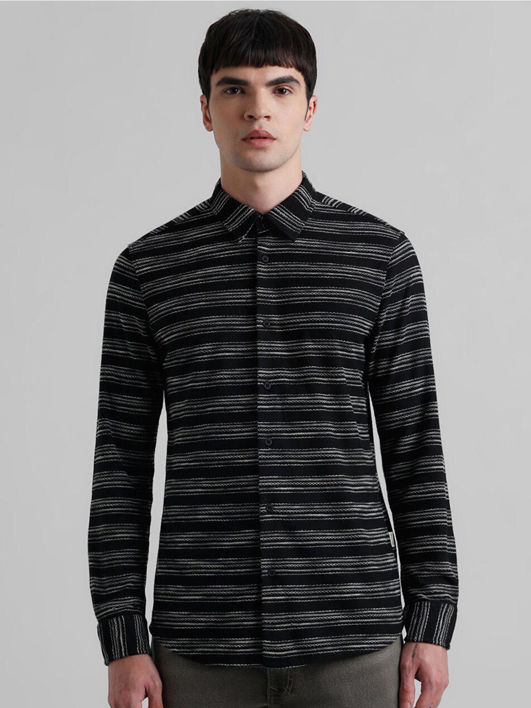 jack & jones striped spread collar cotton casual shirt