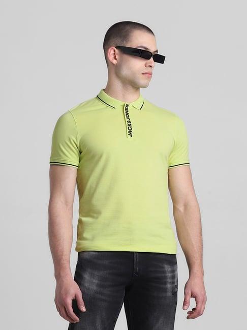 jack & jones sunny lime cotton slim fit polo t-shirt