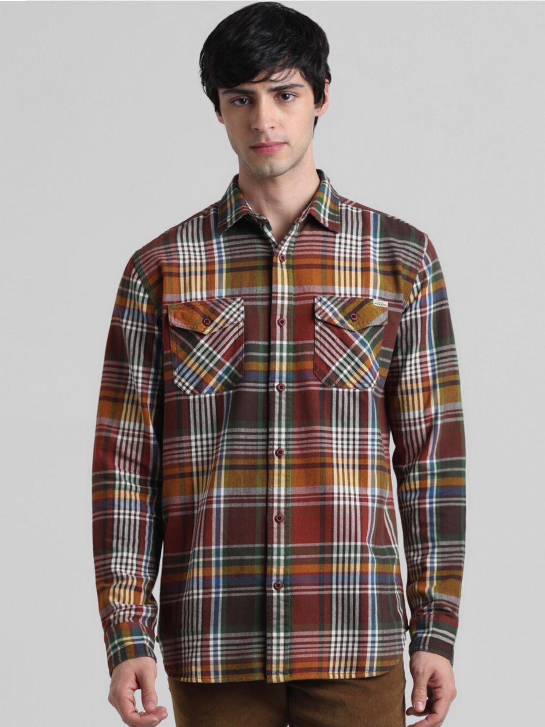 jack & jones tartan checked regular fit pure cotton casual shirt