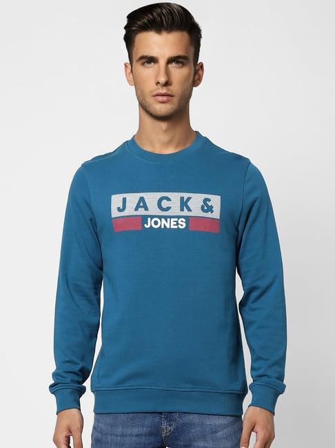 jack & jones teal full sleeves sweatshirt